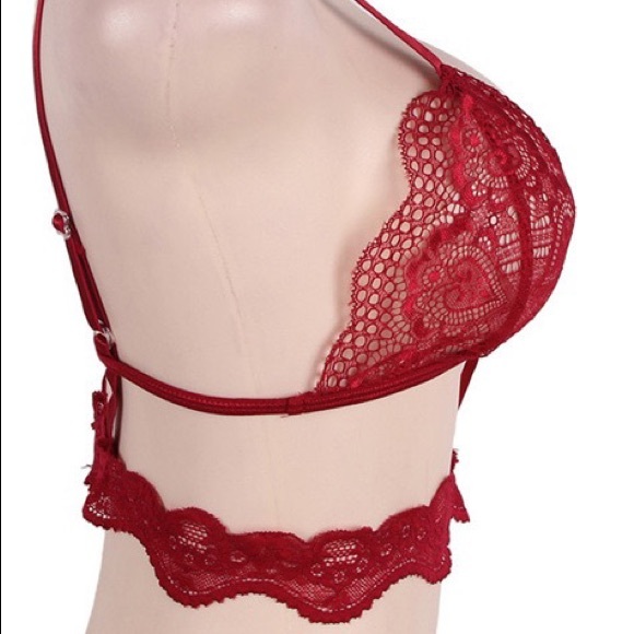 Red Lace Choker Bra Lingerie NWT - Picture 7 of 8